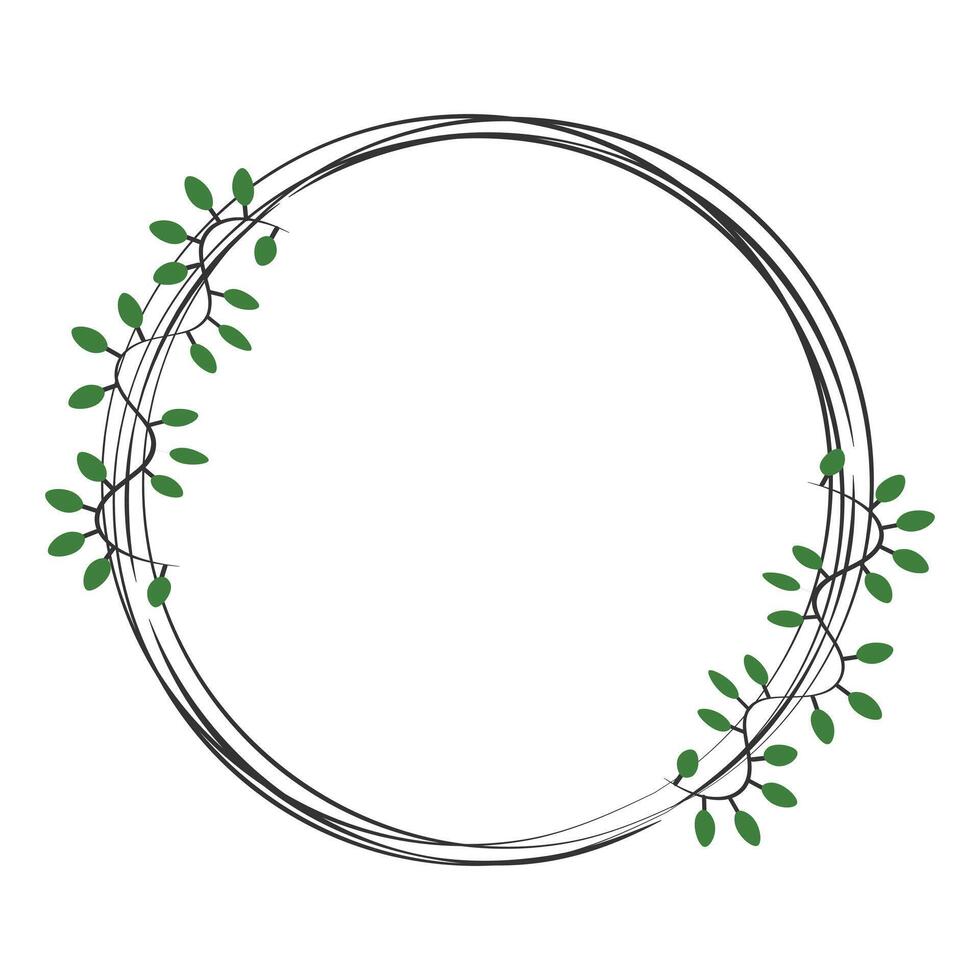 Round frame with green branches vector