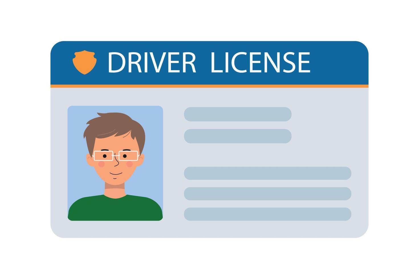 The identification card of the male car driver with a photo. Plastic identification card. illustration of the identity document of the driver of the vehicle. A business card that demonstrates vector