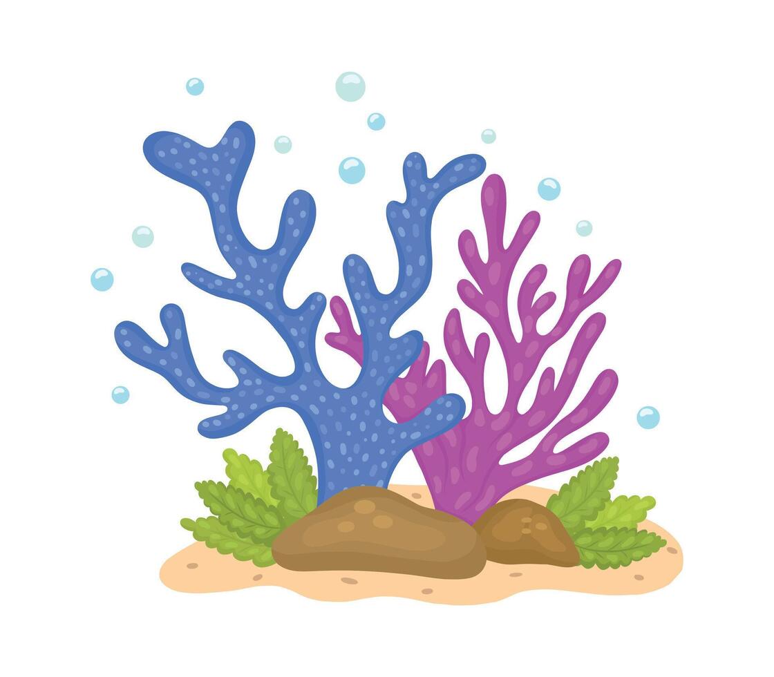 illustration of marine corals. Drawings for design, banners, books, marine and travel magazines. Stock illustration vector