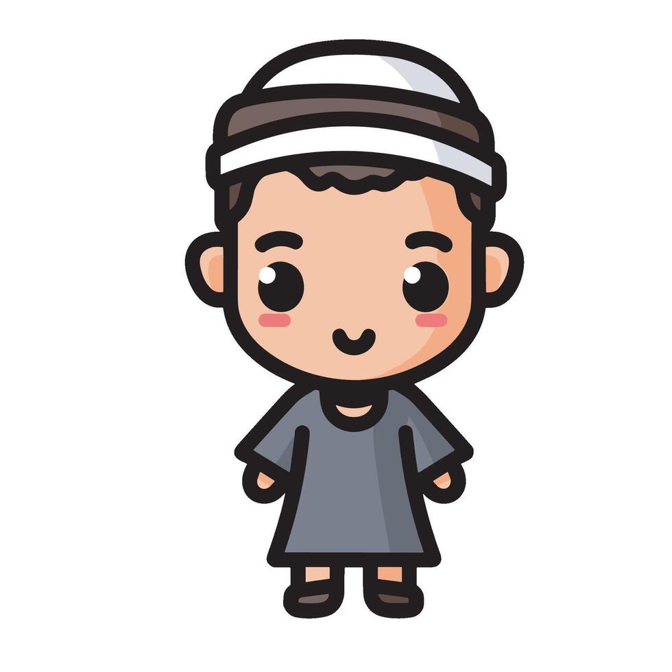 A cartoon boy wearing a hat and a black shirt vector
