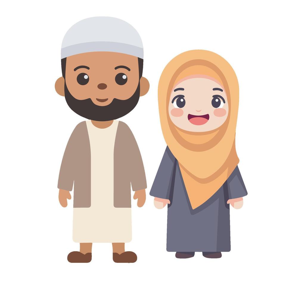 Muslim couple in traditional clothes vector