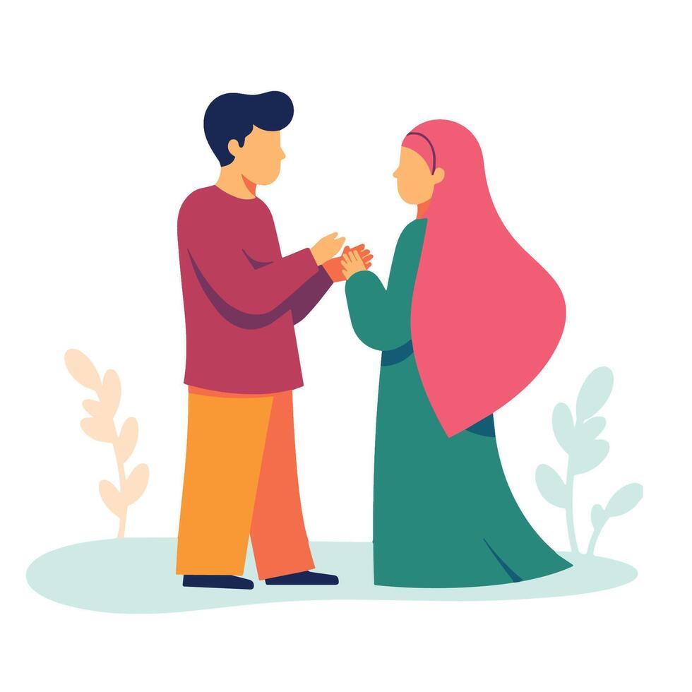 An illustration of a muslim couple vector