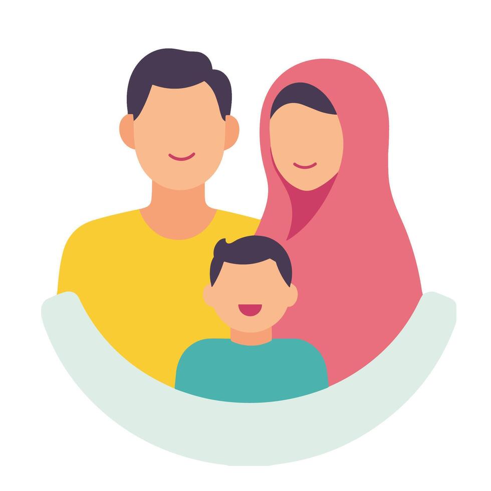 A family with a child and a woman vector