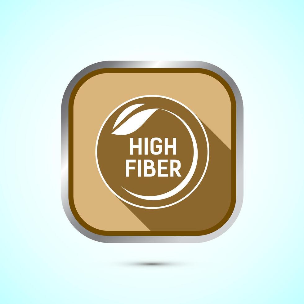 High fiber food icon design illustration. High fiber badge label design, Gold shadow button design vector