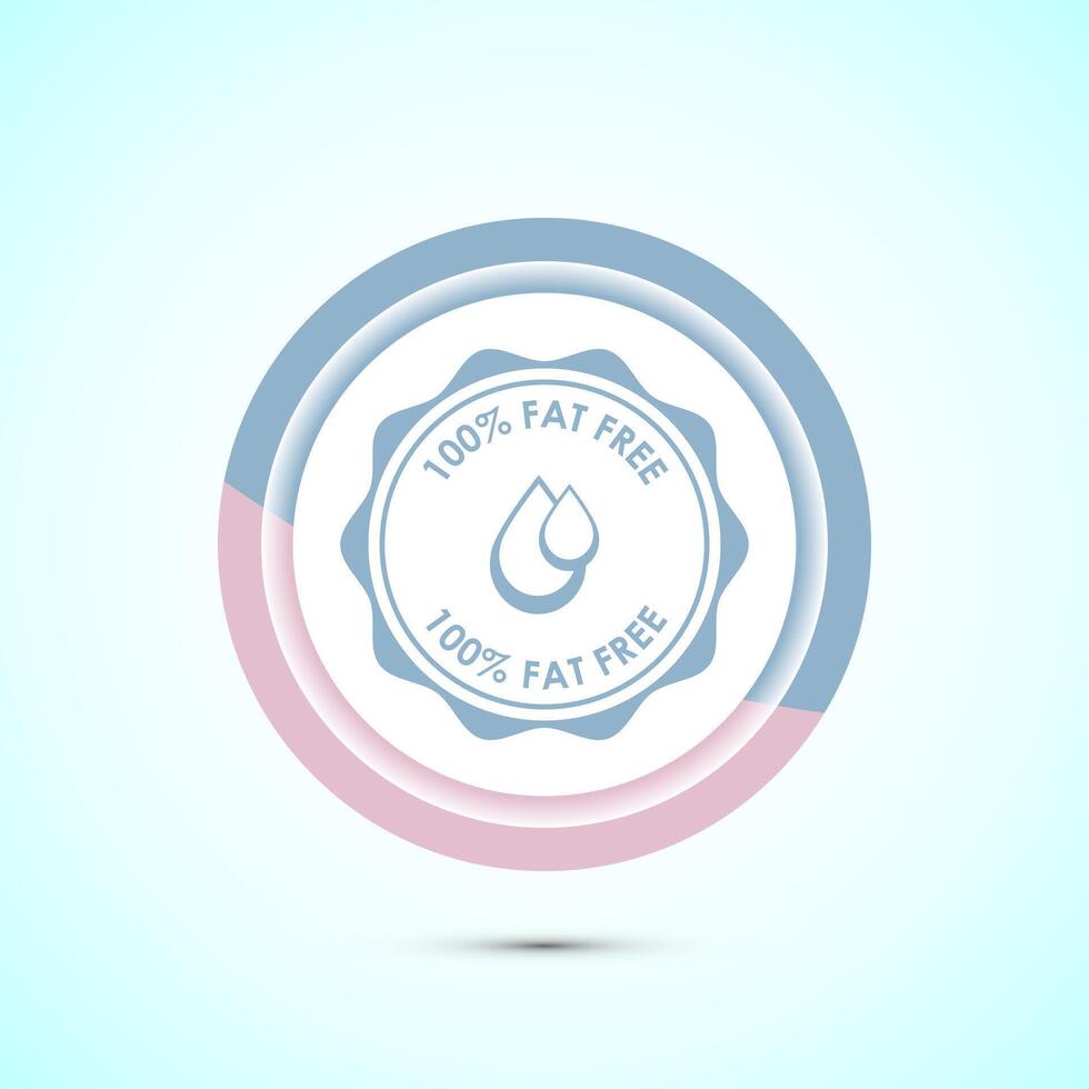 Fat free icon design illustration. Zero fat circle badge label for dietary product symbol, Pastel color button design vector