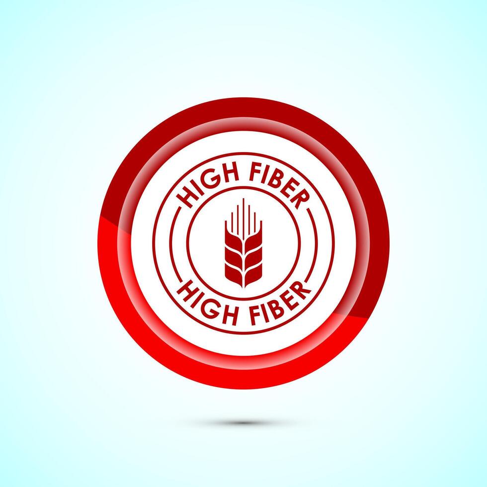 High fiber food icon design illustration. High fiber badge label design, Red color button design vector