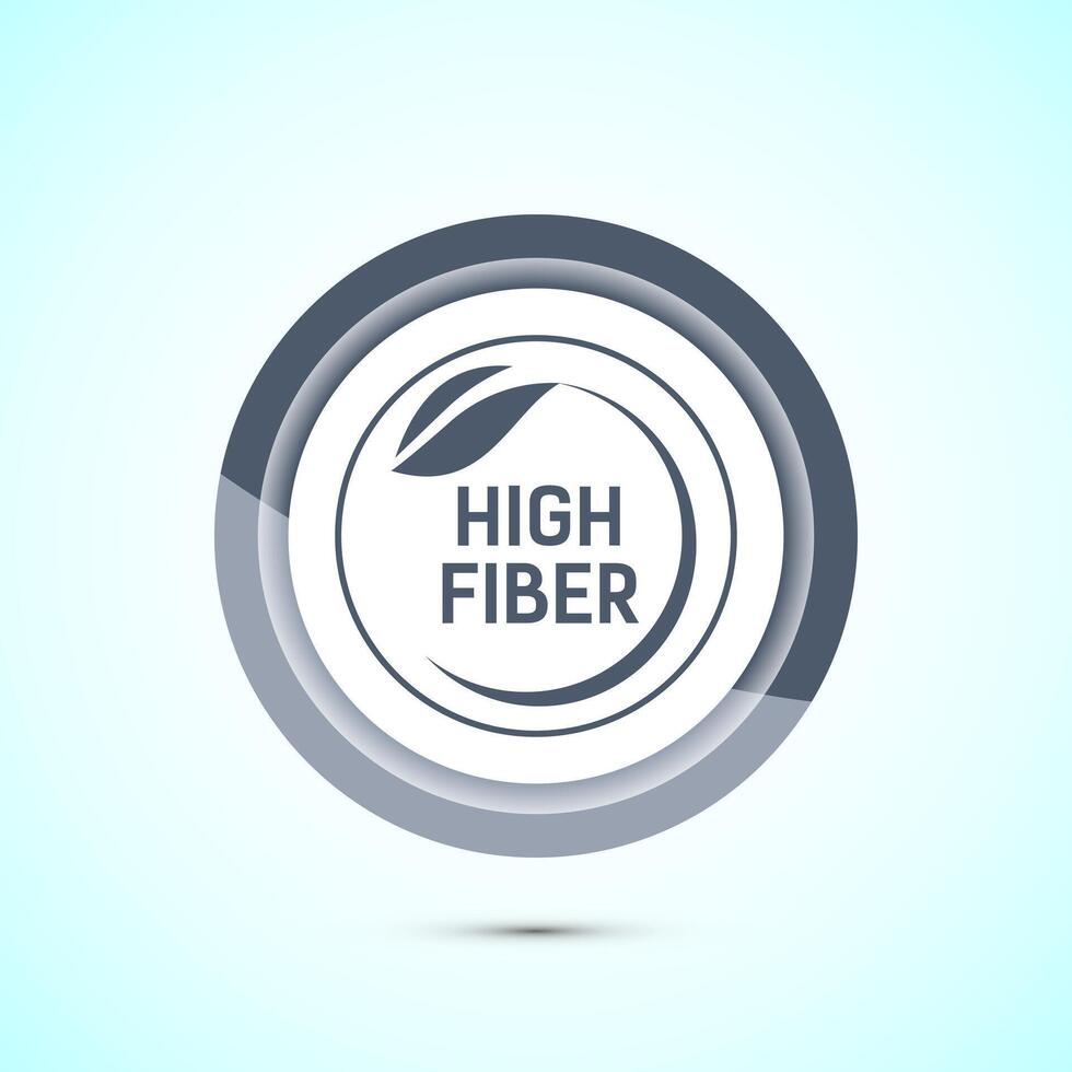 High fiber food icon design illustration. High fiber badge label design, Gray color button design vector
