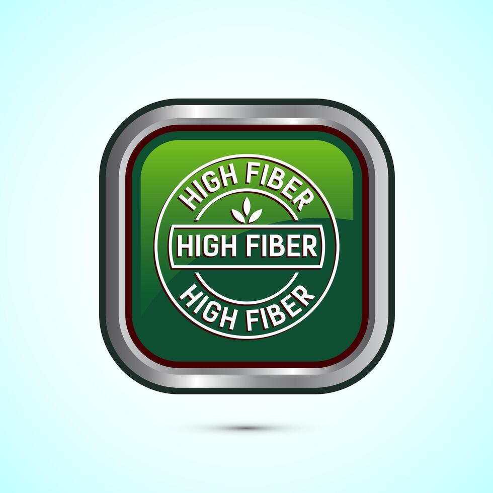 High fiber food icon design illustration. High fiber badge label design, Green color square button design vector