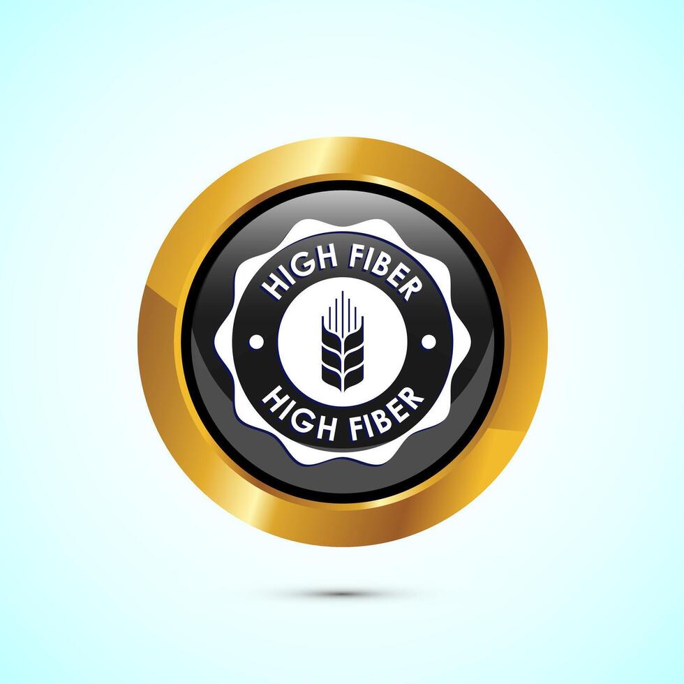 High fiber food icon design illustration. badge label design, Yellow color round button vector