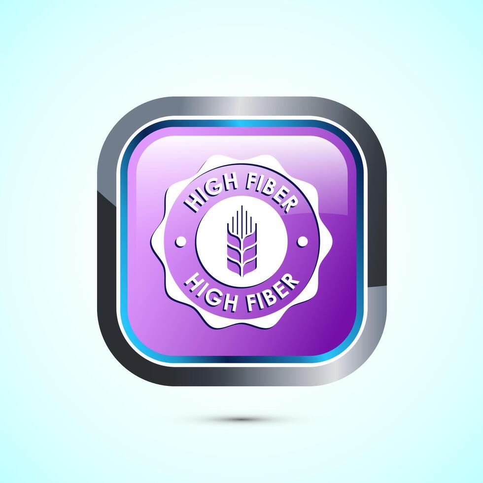 High fiber food icon design illustration. badge label design, Pink color square button design vector
