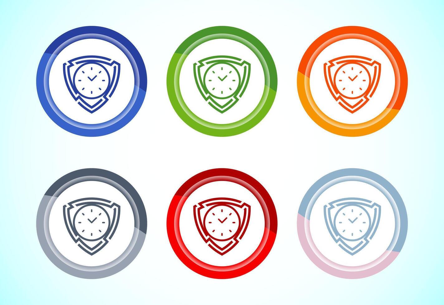 Long lasting icon design. Durability icon design. 6 color button design set vector