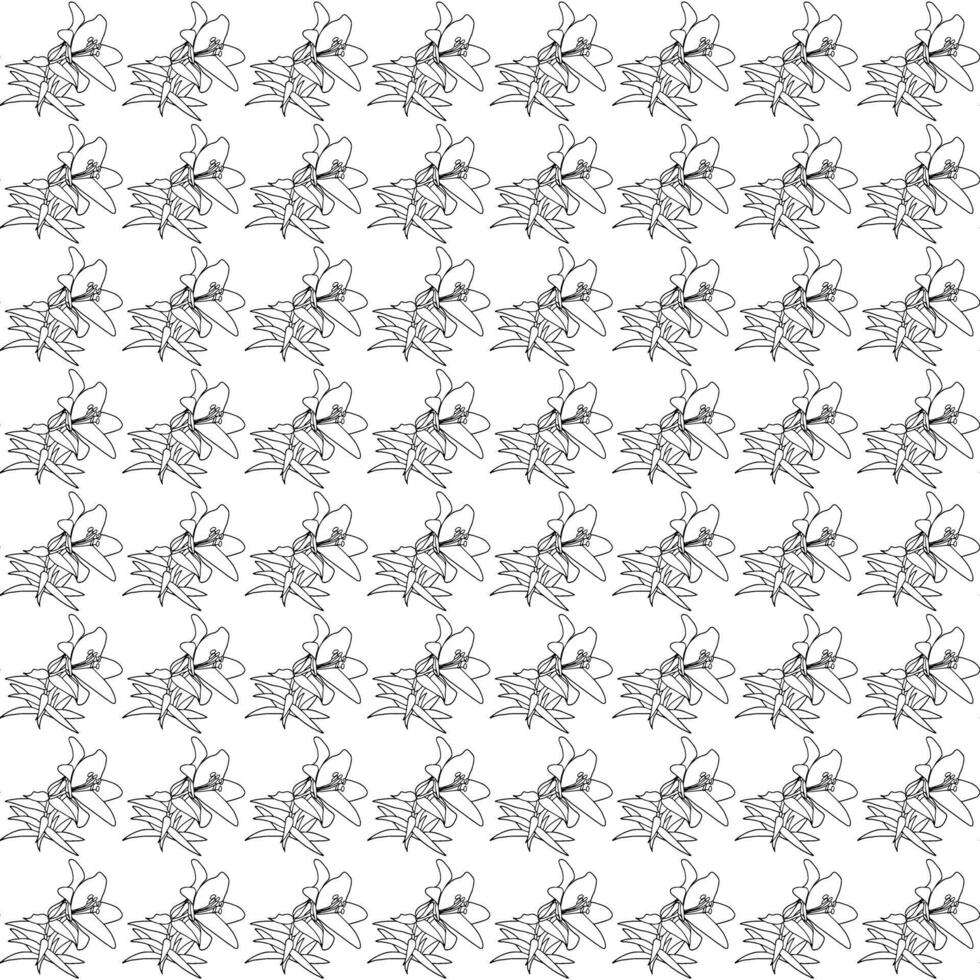 Lily flower in doodle style. illustration. Simple seamless pattern. vector