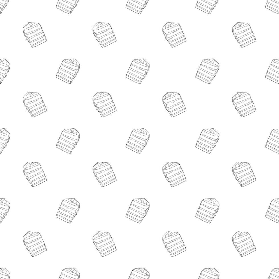Piece of layered cake. Doodle style. vector