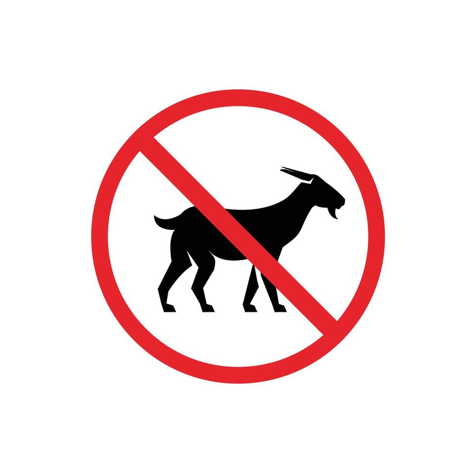 prohibited and dangerous signs. goat danger. it is forbidden to bring goat vector