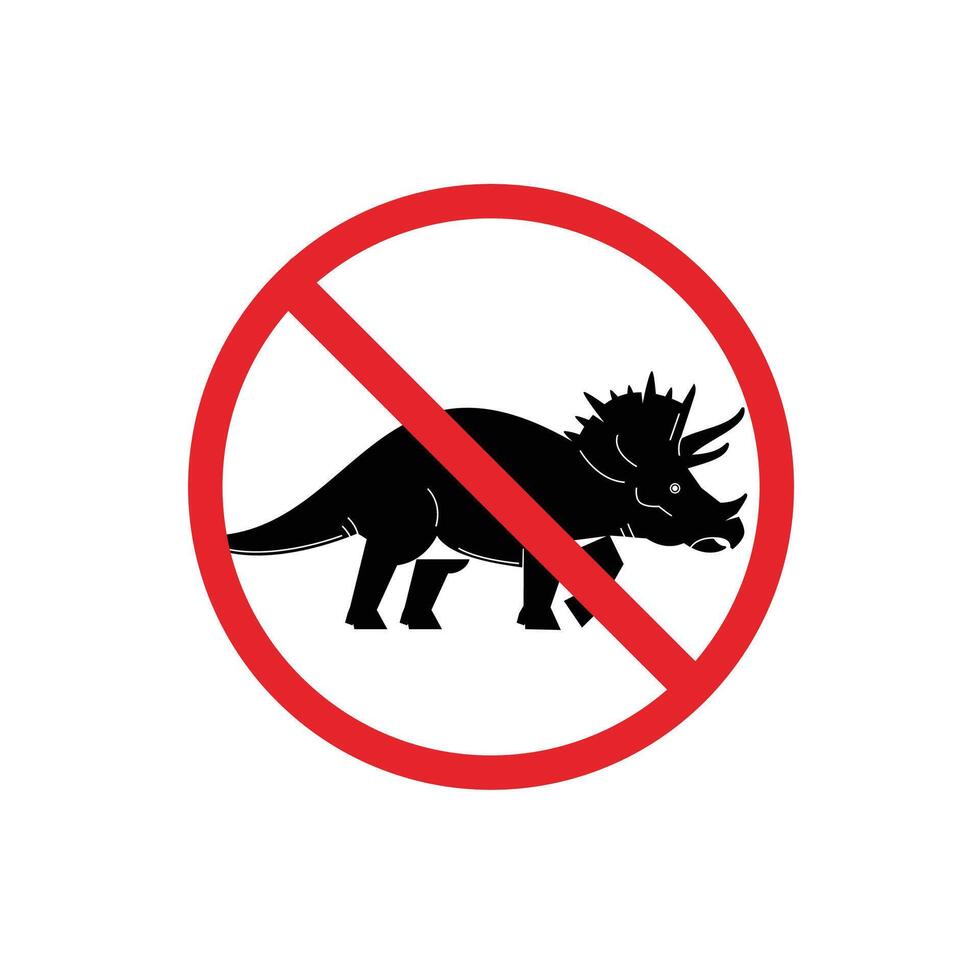 prohibited and dangerous signs. triceratops danger. it is forbidden to bring triceratops vector