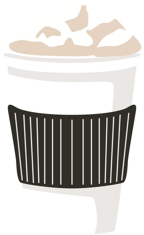 Cappuccino with Foam in Paper Cup Icon Illustration - Drawing vector