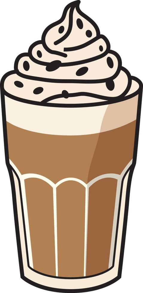 Icon Drawing of a Cold Brew Coffee in Glass with Ice vector