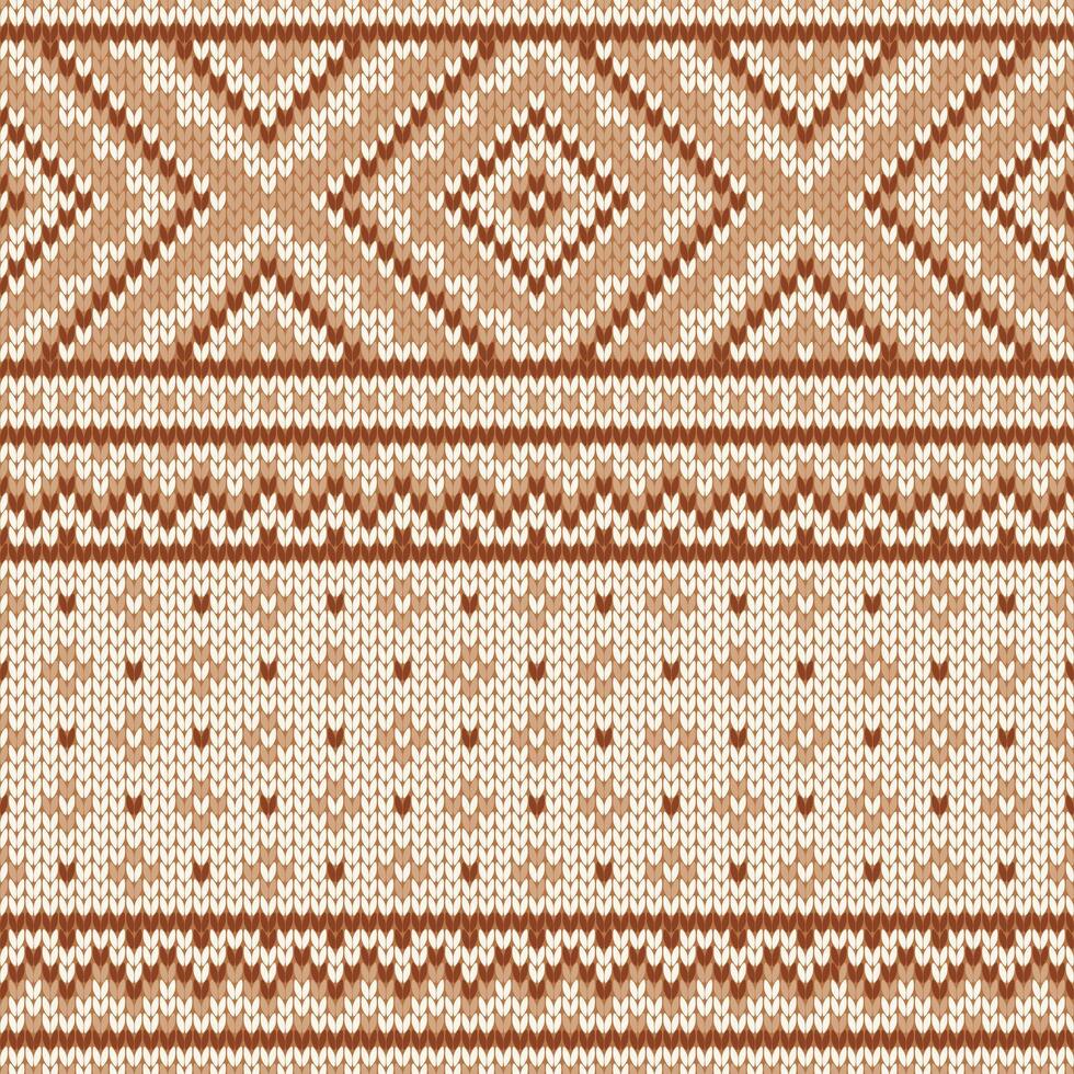 Scandinavian knitted seamless pattern. Norwegian native style sweater, ornament with snowflakes. Fair Isle design. Wool texture. Winter background vector