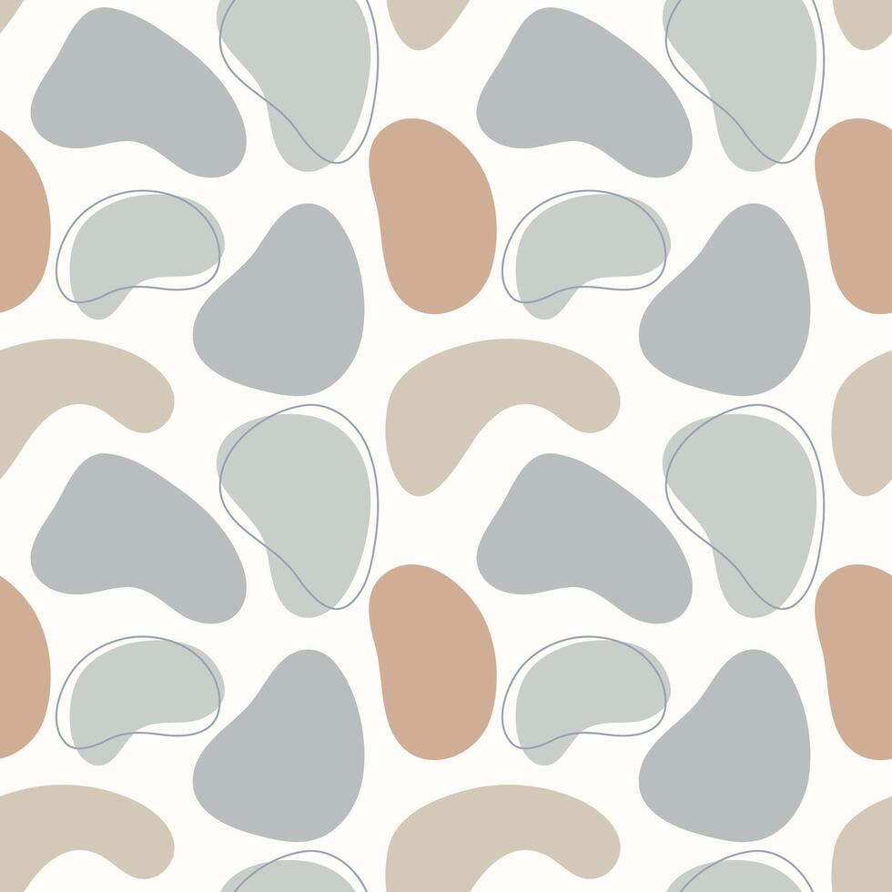 Abstract organic shapes seamless pattern. Hand drawn forms and lines, pastel tones. Background for prints, fabrics, posters, covers, social media posts. vector