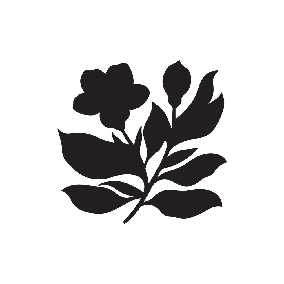 A modern set showcasing Jasmine flowers, buds, and leaves in black outline, isolated on a white background. Elegant floral elements suitable for spring designs and coloring books. vector