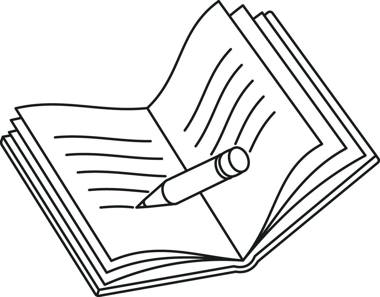 Open Book with Pencil Writing vector