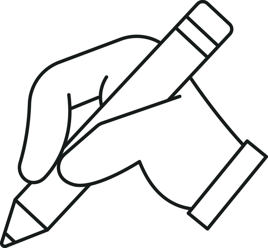 Hand Holding a Pencil Line Icon vector