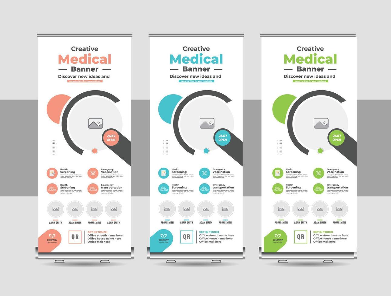 Roll up standee banner, ads banner, rollup ads, x Banner,Pull up banner for medical, hospital or diagnostic centre vector