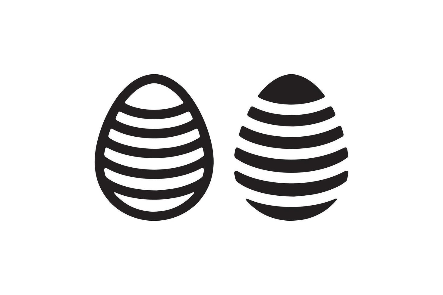 Two black and white eggs with stripes on them vector