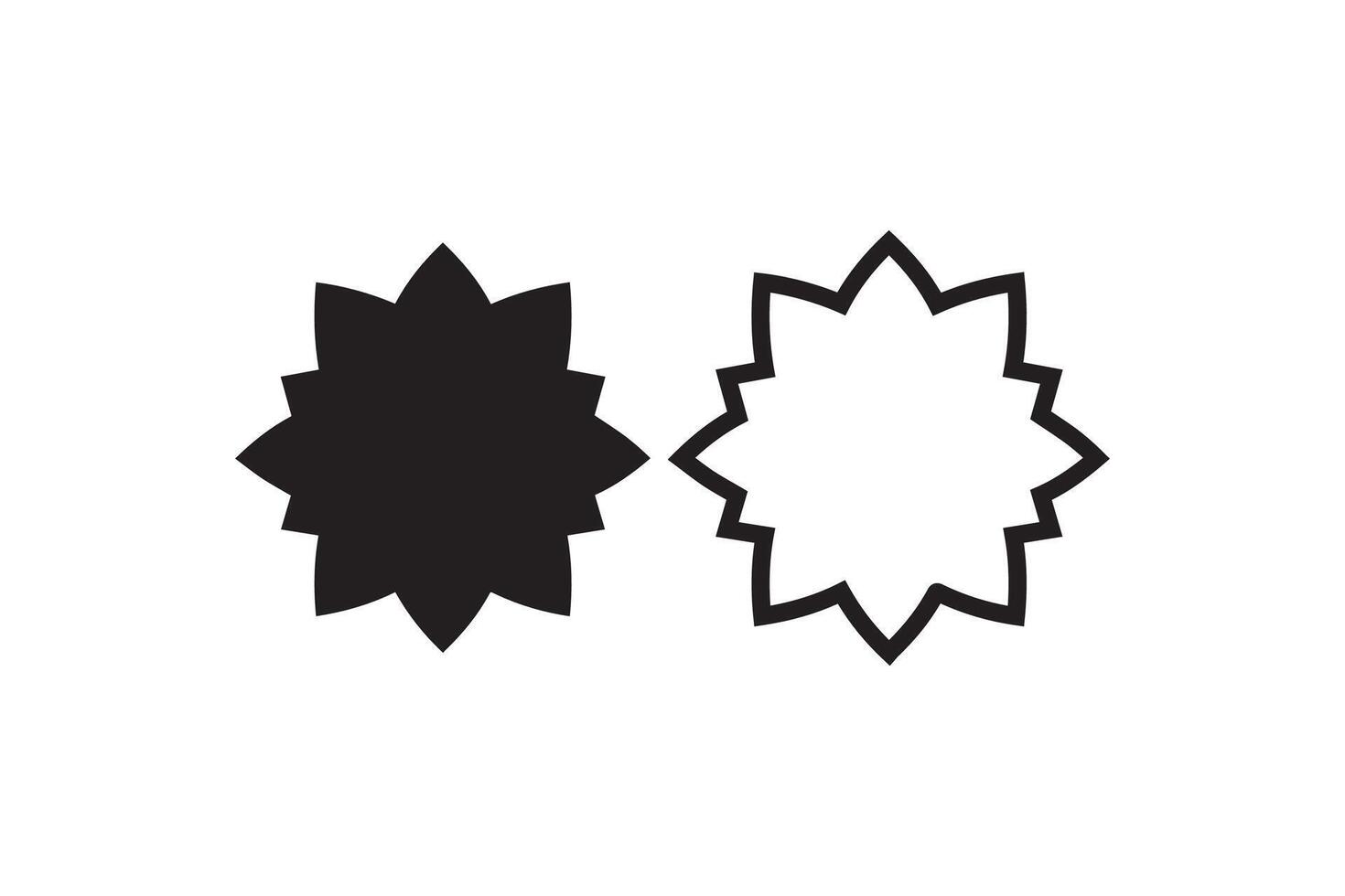 Two black and white star shaped shapes on a white background vector