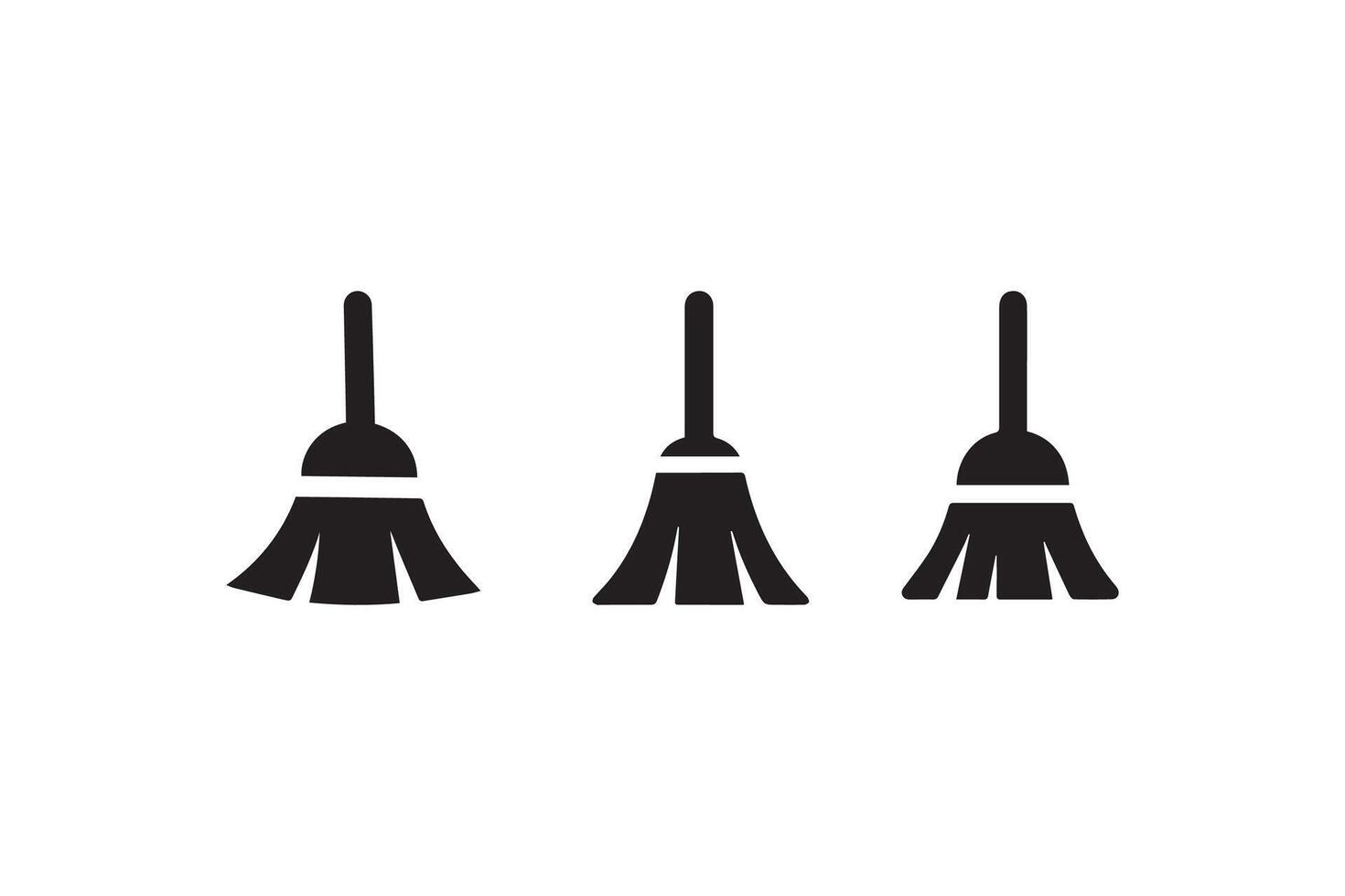 Three broom icons on a white background vector