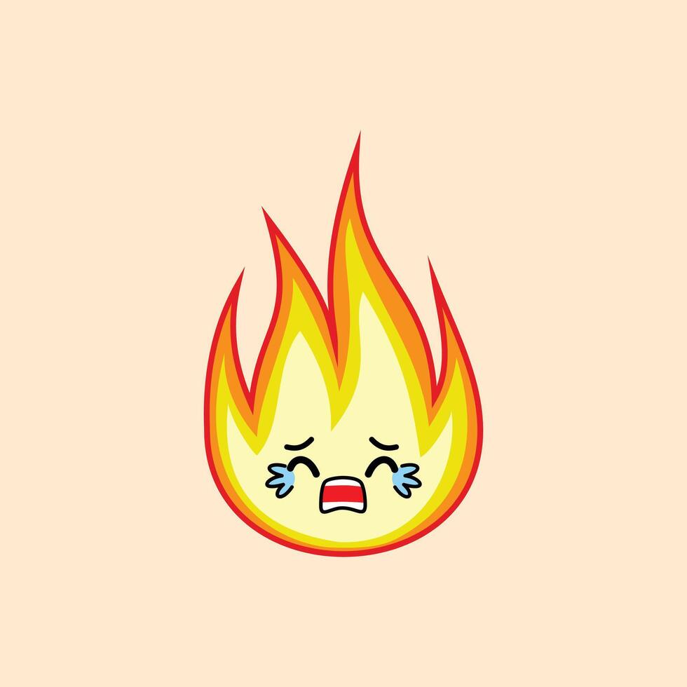 Fire teary face expression clipart vector