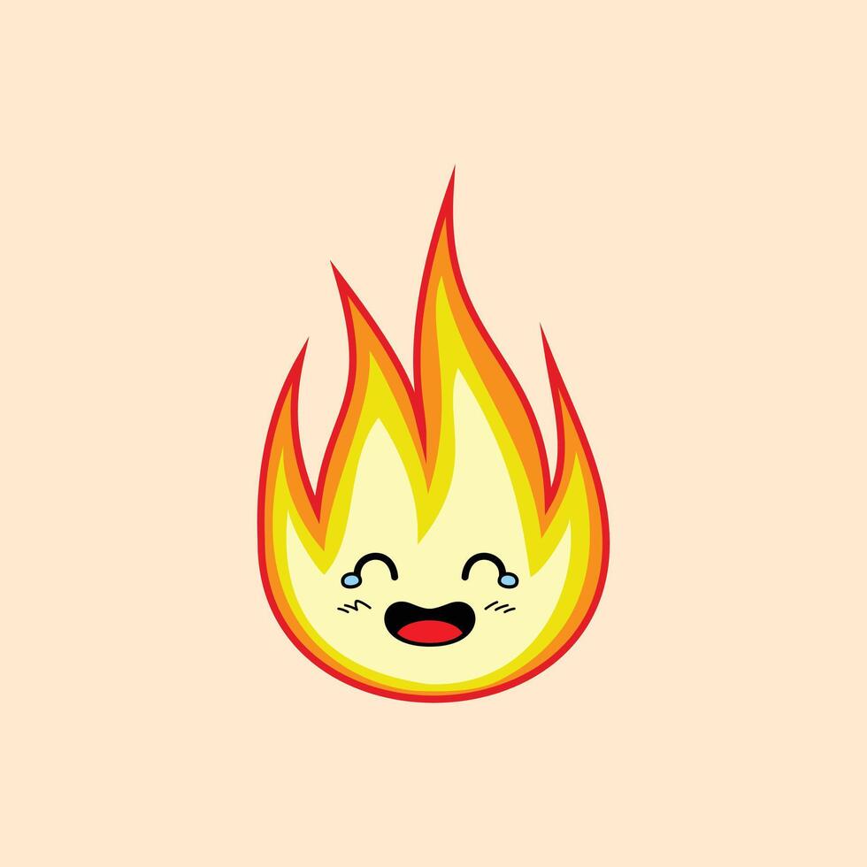Fire laughing face with tears expression clipart vector