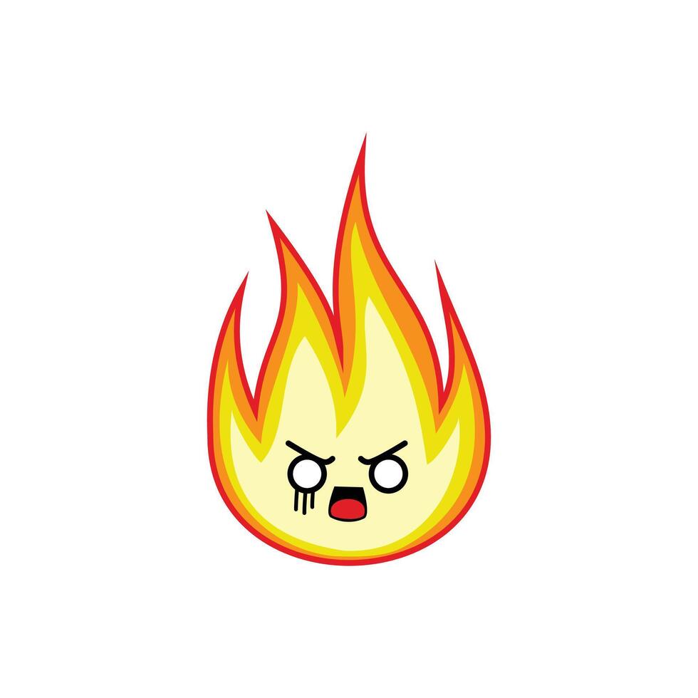 Fire angry frustrated face expression clipart vector