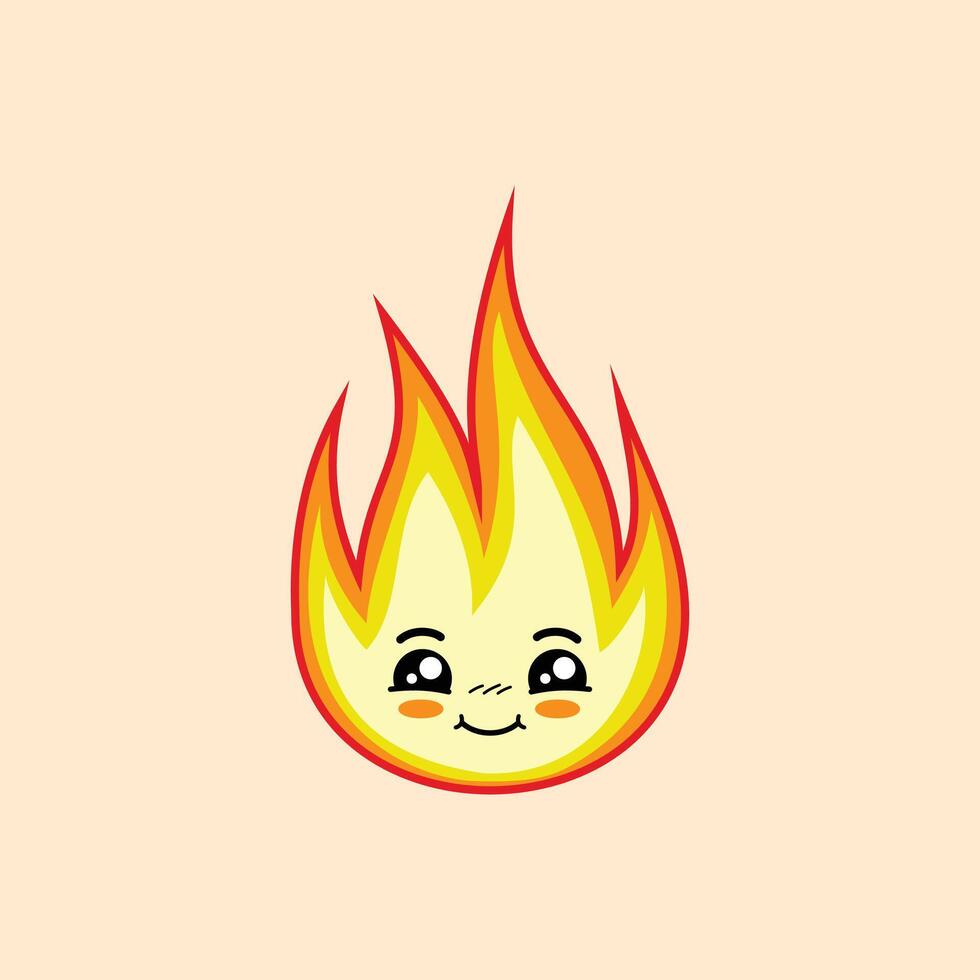 Fire cute face expression clipart vector