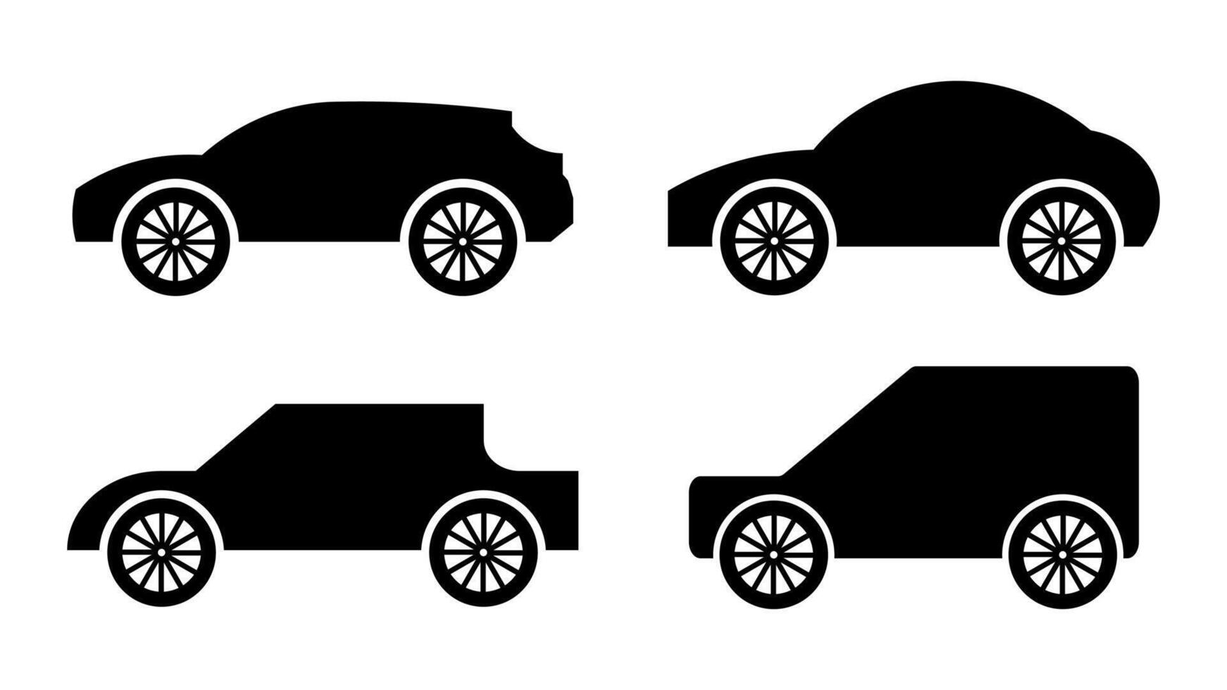 car transport silhouette type design set illustration vector