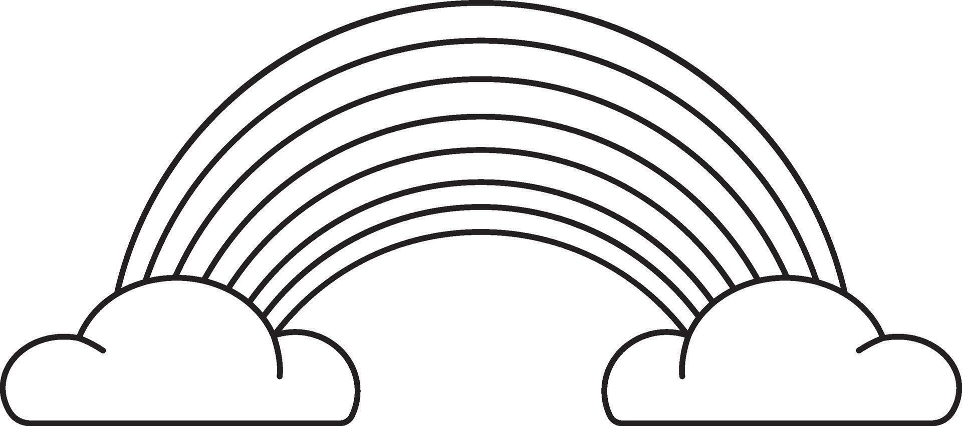 illustration, rainbow, black and white linear icon isolated on a white transparent background vector