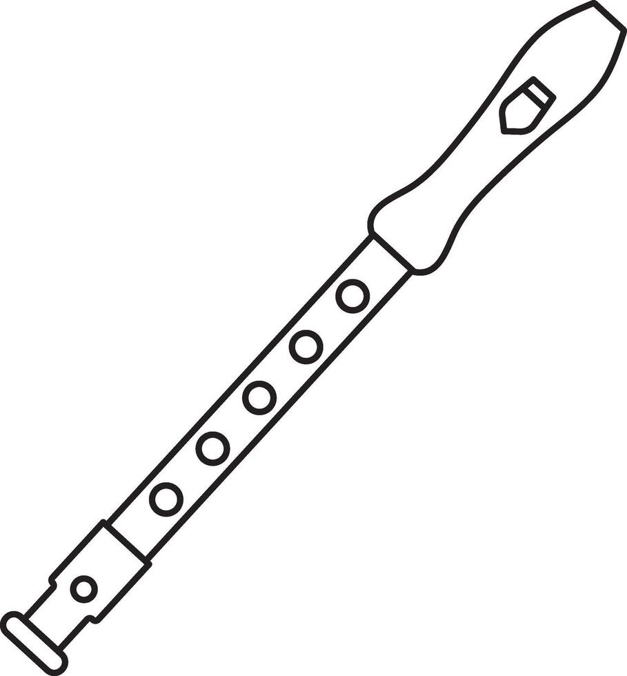 St. Patrick's Day, flute, Irish folk musical instruments, black and white linear icon isolated on a white transparent background vector
