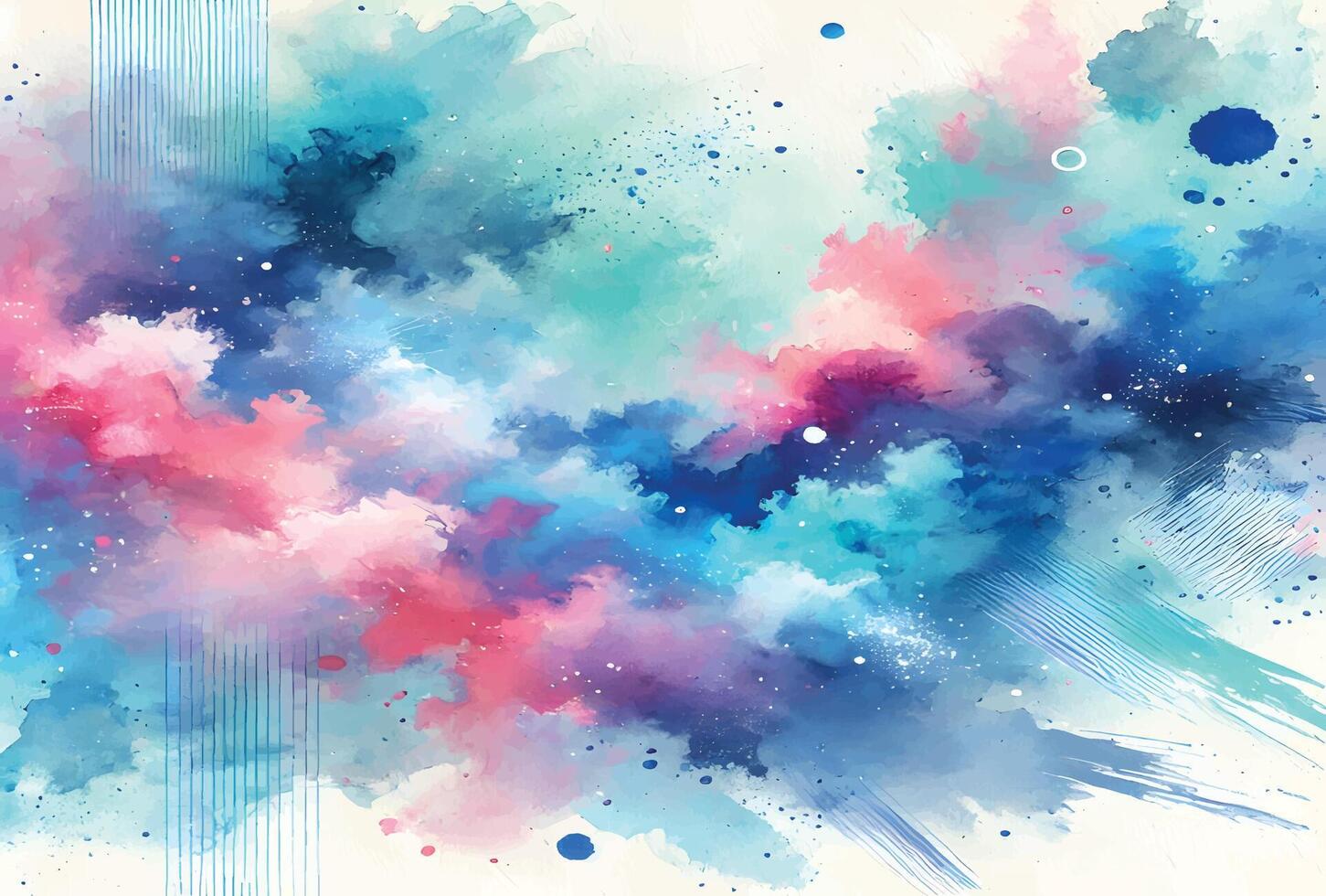 Abstract Serene Sky and Ocean Wash with Fluid Gradient Blends and Artistic Watercolor Texture. vector