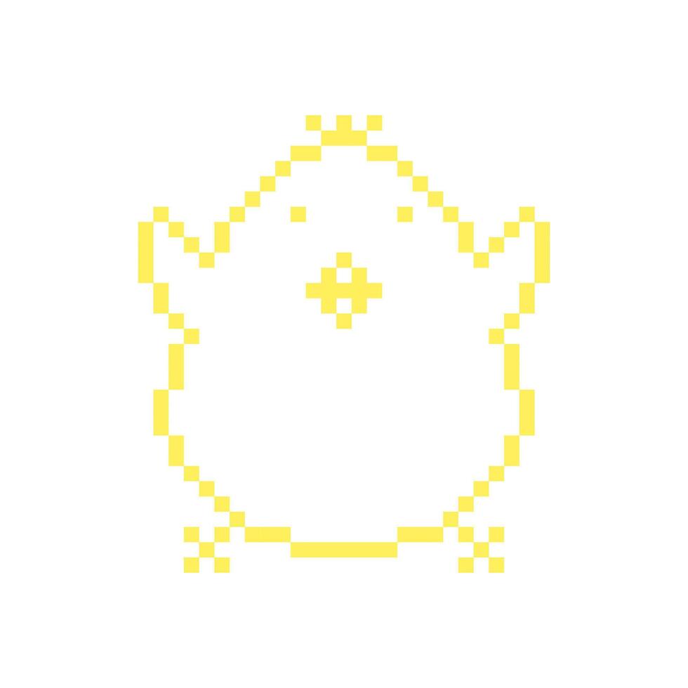Easter chick in pixel art style on a white isolated background. Gaming bit element vector