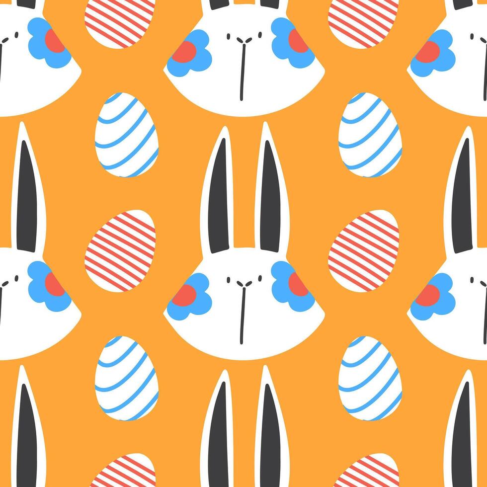 Seamless pattern with Easter bunny and eggs. Happy Easter print design vector