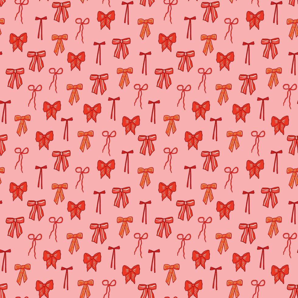 A pattern with red bows on a pink background vector
