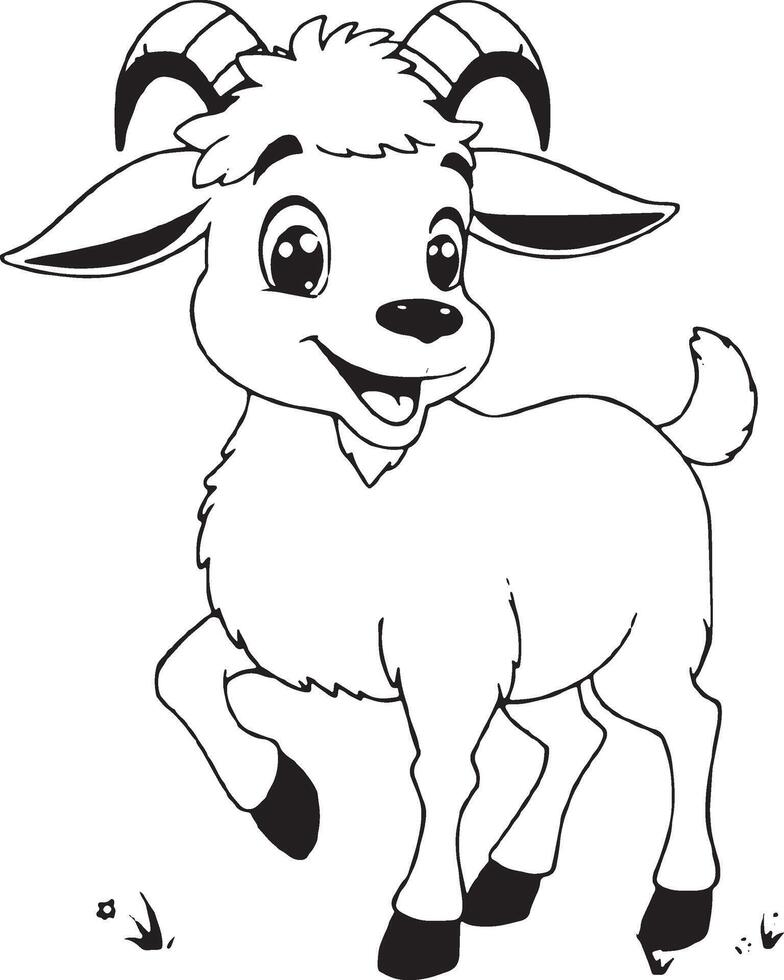 A goat coloring page for kids vector