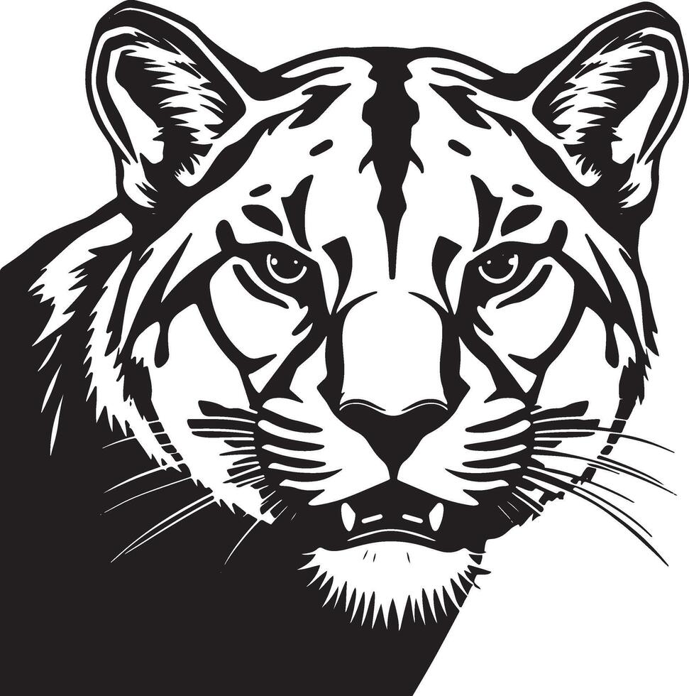 A black and white drawing of a panther vector