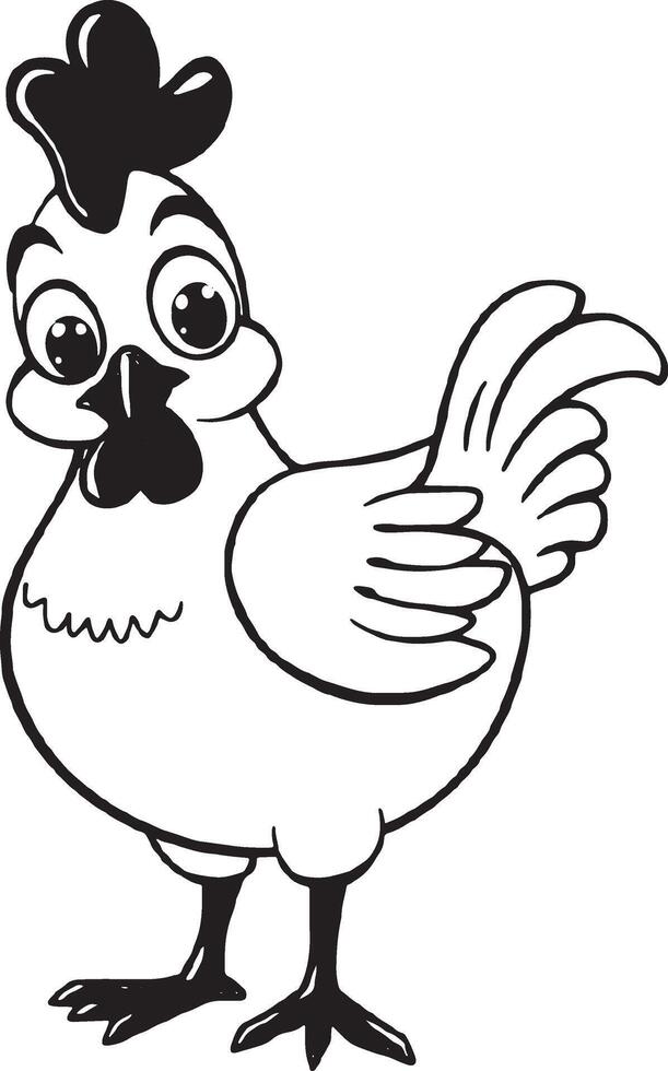 A cartoon chicken with a black and white hat vector