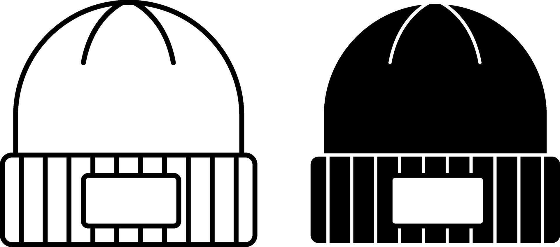 Beanie Icons. Black and White Drawings. Warm Headwear. Fashion and Clothing Concept vector