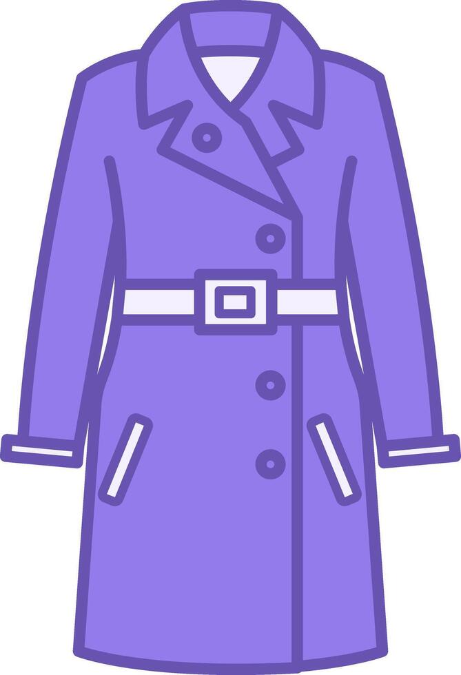 Colored Coat Icon. Drawing. Outerwear Dress For Cool Weather. Stylish Coat With Belt. Fashion And Clothing Concept vector