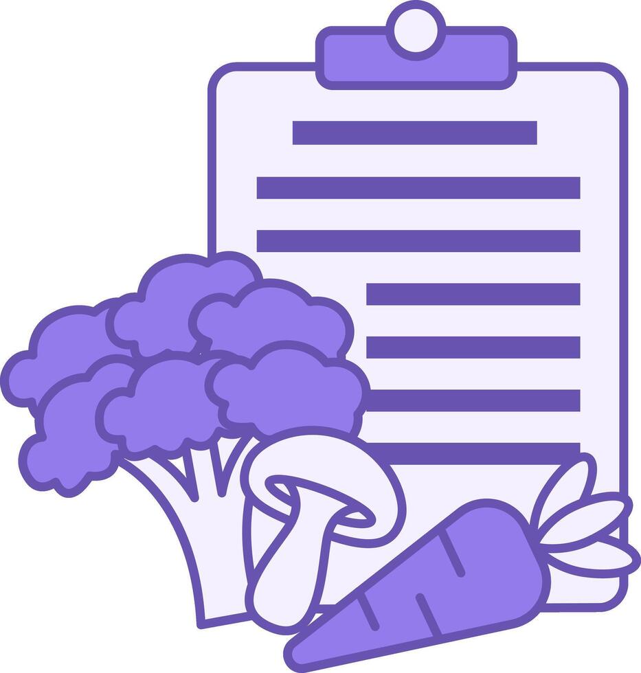 Colored Diet Icon. Drawing. Broccoli, Mushroom, Carrot and Meal Planner. Vegetable Diet. Sport and Gym Concept vector