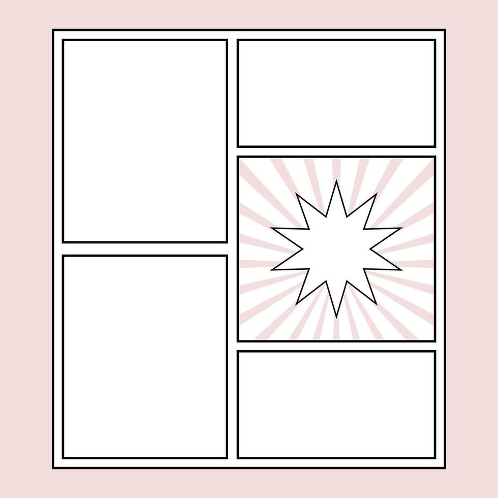 Minimalist Comic Book Panel Layout Template for Graphic Novel Storytelling vector