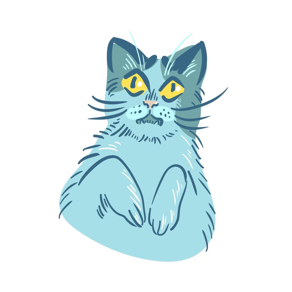 A cute and quirky cat with a silly, bewildered expression brings joy and humor to any design. charming sketch captures the playful essence of feline antics, perfect for playful projects, cat lovers. vector