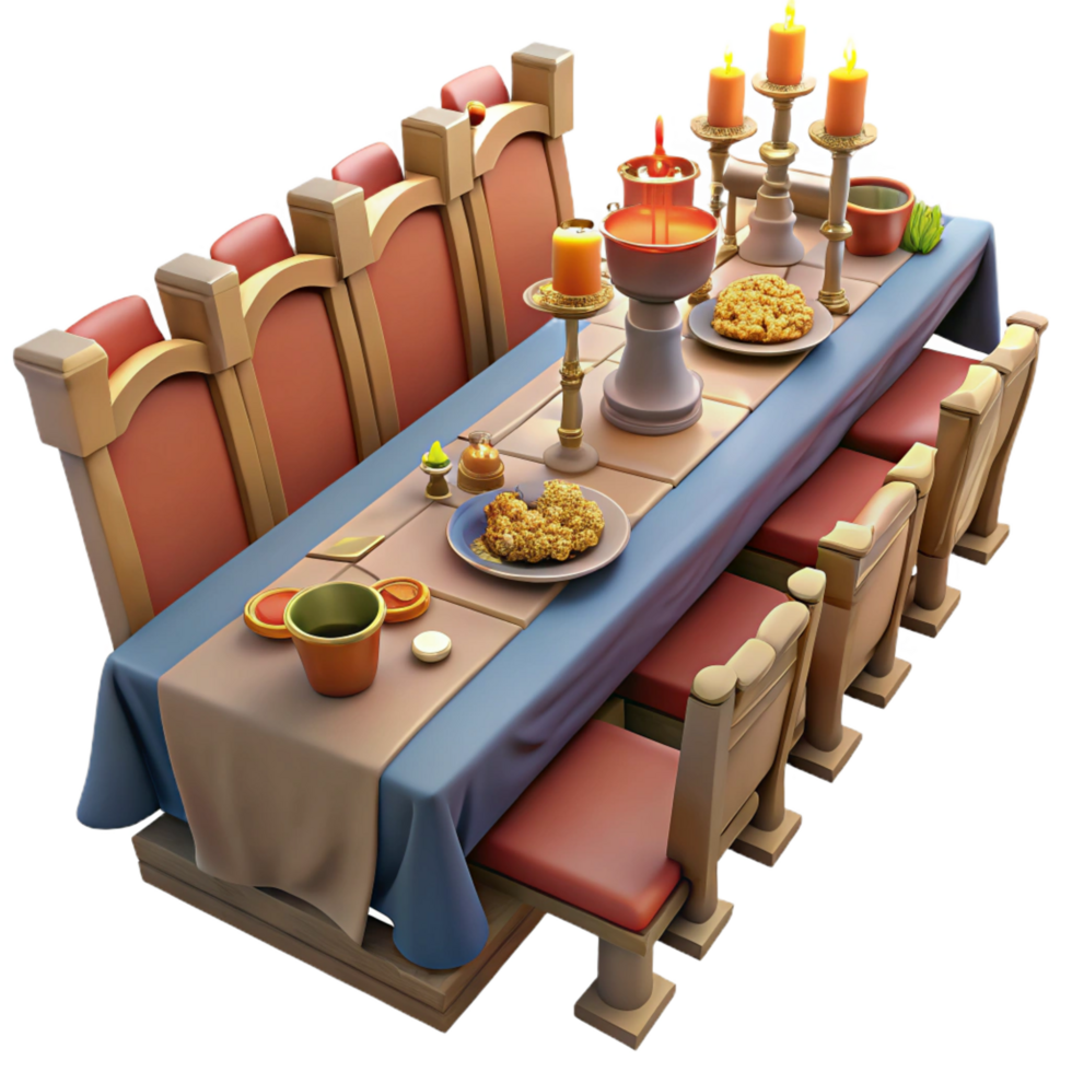 3D Render Medieval Feast Table png